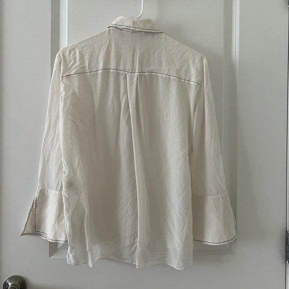 Alice+Olivia Tie Neck Long Sleeve Silk Top - Picture 2 of 5